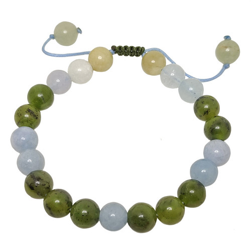 دستبند زنانه مدل یشم و آکوامارین طبیعی 777