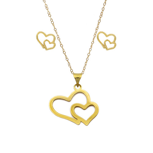 نیم ست طلا 18 عیار زنانه قیراط98 طرح قلب کد KS023