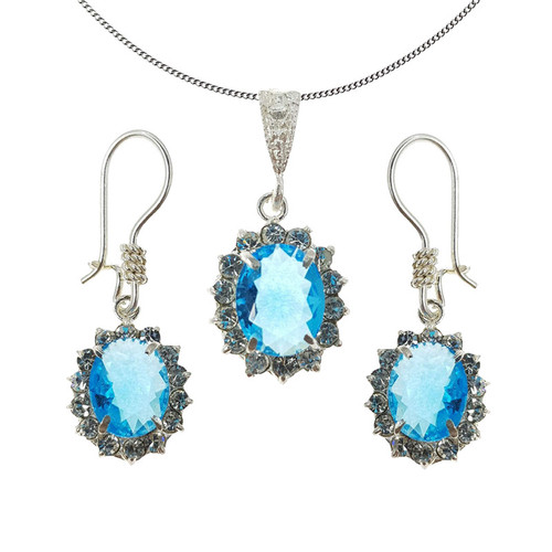 نیم ست نقره زنانه قیراط98 مدل توپاز