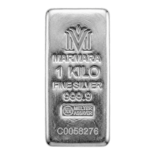 شمش نقره 1 کیلوگرمی عیار 999.9 مارمارا امارات (Marmara) ریخته گری